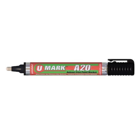 U-Mark U-Mark UMARK10701 A20 Paint Marker with Reversible Tip; Black - 12 per Box UMARK10701